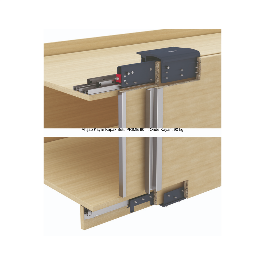 Hafele Ahşap Kayar Kapak Seti Prime 90 II Önde Kayan 90 kg 3 Kapak 25-30mm