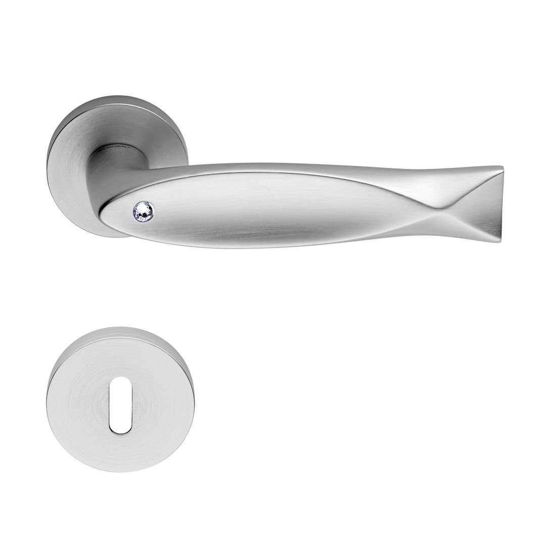 Fish Crystal Kapı Kolu Seti Mat Krom Oda - Hızlı Montaj