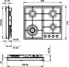 Hafele Gazlı Ocak Contempo 60 cm Inox