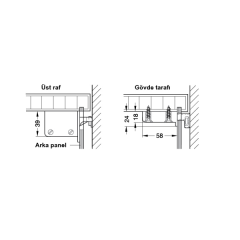 Hafele Midi Dolap Askı Elemanı, Sağ, Beyaz Renk