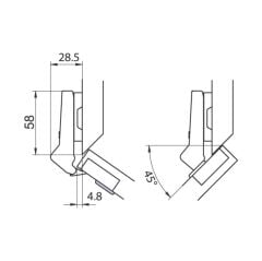 Hafele M.S. Açılı Kapak Menteşesi 45º Ydb 48/6