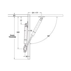 Hafele Lift-O-Mat Ahşap İçin Gazlı Amortisör 100N