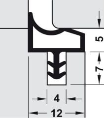 Hafele F07 Ortadan Basan Çatı Tipi Kapı Fitili 12mm, Mat Siyah Renk