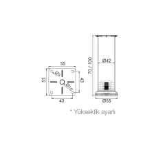 Hafele Lea Yuvarlak Mobilya Ayağı 42x70mm, Parlak Krom Renk