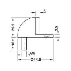 Hafele Stoper Zemine Vidalı 44X25mm Mat Siyah