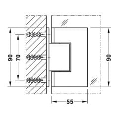 Hafele Duş Menteşesi Duvar/Cam 90 Derece Grafit Siyah Renk