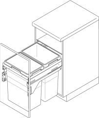 Hafele EURO CARGO DOUBLE Raylı çöp kut.gri,76lt