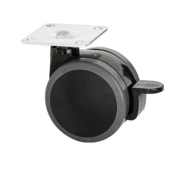 Hafele ELGA Plakalı Frenli Tekerlek Antrasit/Siyah Ø60x74mm