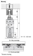 Hafele SLIDE XL Üst Ray Alüminyum 2000mm