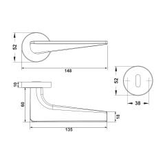 Hafele TIFFANY PC (Barelli Tip) Paslanmaz Çelik Mat Renk Kapı Kolu