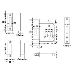 Hafele Gömme Sürgü Kilit Banyo Tipi (WC) 55/24mm Paslanmaz Çelik Renk