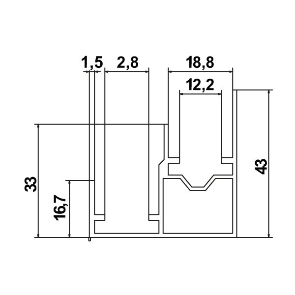 Hafele Ahşap Kayar Kapak Alt Rayı Prime 90 II Alüminyum 3000mm