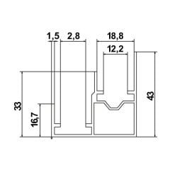 Hafele Ahşap Kayar Kapak Alt Rayı Prime 90 II Alüminyum 3000mm