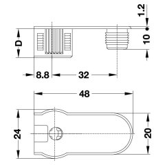 Hafele Rafix20 Gövde 16mm (100 Adet), Nikel Kaplama
