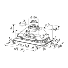 Franke FBI 705 BK Siyah Renk Davlumbaz  OUTLET