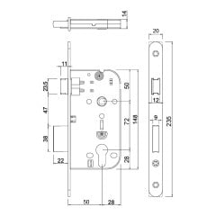 Hafele Çarpma Kapı Kilidi (Makaralı Kilit) Barelli Tip (PC) 20mm Parlak Pirinç Renk