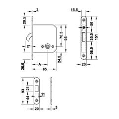 Hafele Kayar Kapı Kilidi Banyo Tipi (WC) Paslanmaz Çelik Renk