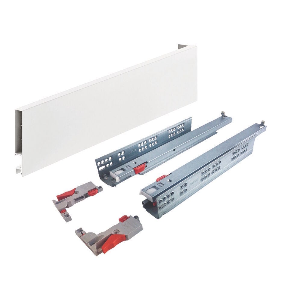 Hafele SLIM BOX Tam açılım, Yavaşlatıcılı, Beyaz Renk 90/400 mm Çekmece Sistemi