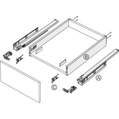Hafele SLIM BOX Tam açılım, Yavaşlatıcılı, Beyaz Renk 90/450 mm Çekmece Sistemi
