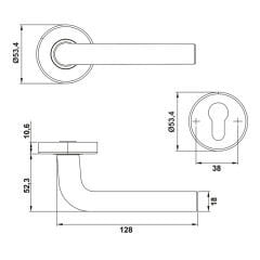 Hafele FERIS Kol seti (oda) p. çelik mat