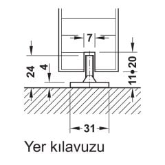 Hafele Slıdo D-Line 11-41 Alt Kılavuz Ray Plastik Siyah 1000Mm