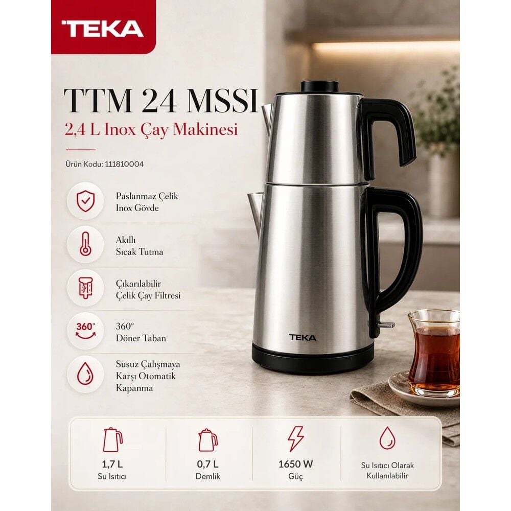 - Ttm 24 Mssı 2,4 Lt. Inox Çay Makinesi - 111810004
