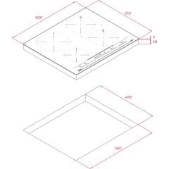 IZC 64630 BK Ankastre Cam Seramik İndüksiyonlu Ocak 7400 W Siyah 60 cm 112500022