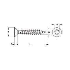Hafele Havşa Başlı Sunta Vidası 3,0x20mm (1000 Adet), Galvaniz