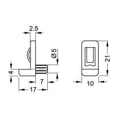 Hafele Cam Raf Pimi Kilitli 5mm (100 Adet), Şeffaf