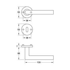 Hafele Kapı kol seti PC 8mm pas.çel parlak