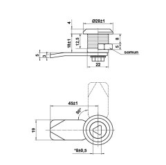Hafele Üçgen Şaft Kapağı Kilidi 18mm