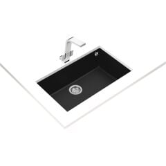 SQUARE 72.40 TG BLACK Tezgahaltı Granit Eviye Siyah 72 cm Dayanıklı Yüzey Özellikli 115230015