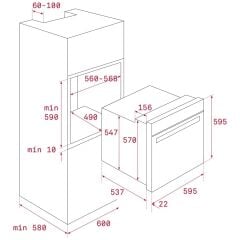 HRB 6300 AT Ankastre Multifonksiyonel Analog Zamanlayıcılı Country Fırın Antrasit 70 lt 111010010