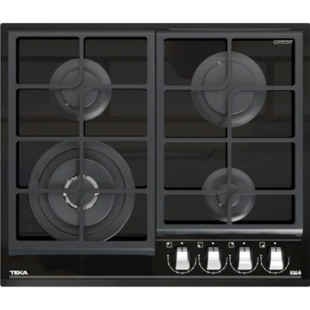 GZC 64320 XBC BK Gazlı Ocak 60 cm Döküm Izgaralı Kristal Wok Gözlü Cam Yüzeyli Modern Tasarım