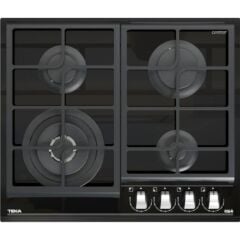 GZC 64320 XBC BK Gazlı Ocak 60 cm Döküm Izgaralı Kristal Wok Gözlü Cam Yüzeyli Modern Tasarım