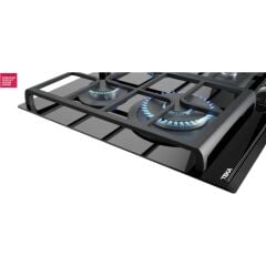 GZC 64320 XBC BK Gazlı Ocak 60 cm Döküm Izgaralı Kristal Wok Gözlü Cam Yüzeyli Modern Tasarım