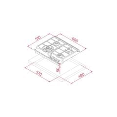 GZC 64320 XBC BK Gazlı Ocak 60 cm Döküm Izgaralı Kristal Wok Gözlü Cam Yüzeyli Modern Tasarım