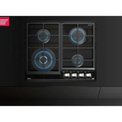 GZC 64320 XBC BK Gazlı Ocak 60 cm Döküm Izgaralı Kristal Wok Gözlü Cam Yüzeyli Modern Tasarım