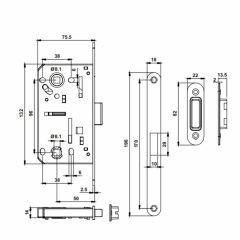 Hafele Manyetik Kilit Banyo Tipi (WC) 50/18mm Parlak Altın