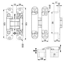 Gizli Kapı Menteşesi 135mm 80kg  Mat Siyah
