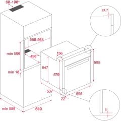 - HLB 8400 FBK - Ankastre Multifonksiyonel Dijital Ekranlı Turbo Fırın - Siyah Cam - 70 lt - 111000077