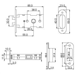 Kayar Kapı Kilidi WC Inox Parlak