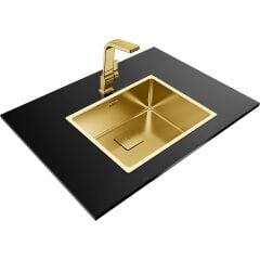- Flexlınea Rs15 50.40 Brass M-Fx - Ankastre Tezgaha Sıfır Tezgahaltı Eviye - Pirinç - 50 Cm - 115000023