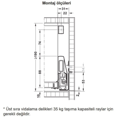 Hafele İç Çekmece Seti 60'lık Modül İçin Kare Bordürlü 30'luk Beyaz