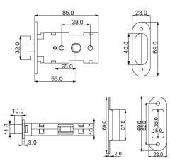 Kayar Kapı Kilidi WC Antrasit Mat PC27