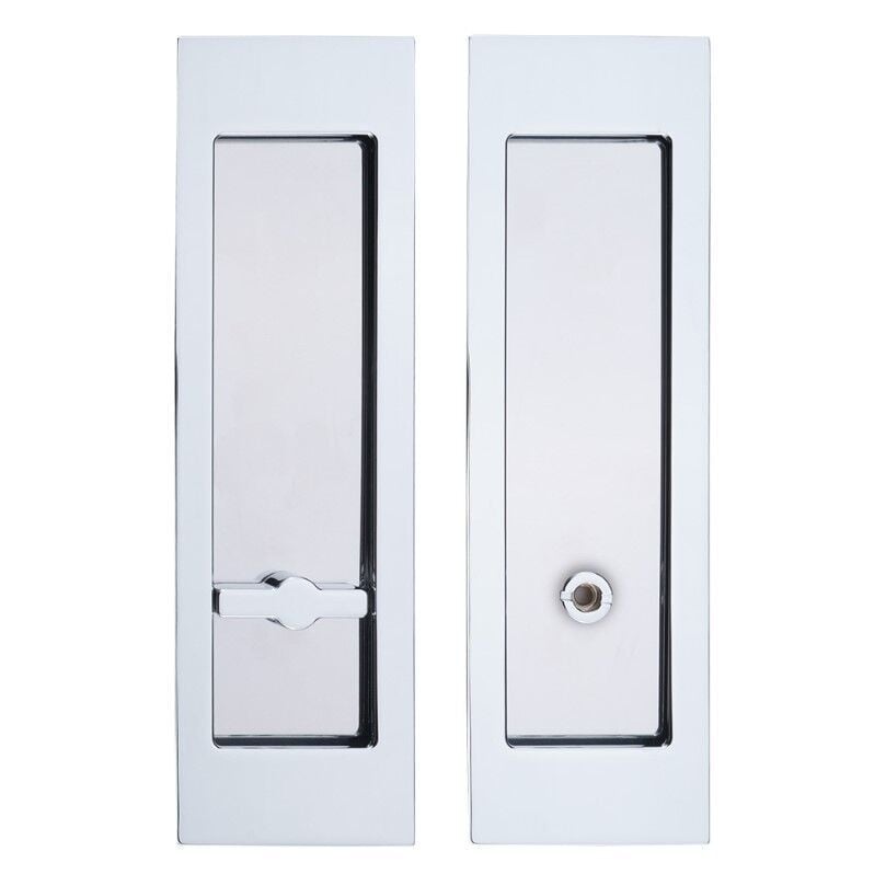 Kayar Kapı Kilit Rozet Seti Dikdörtgen WC Krom Parlak