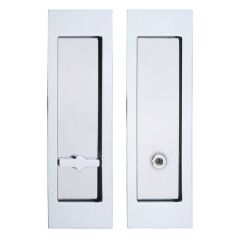 Kayar Kapı Kilit Rozet Seti Dikdörtgen WC Krom Parlak