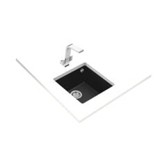 SQUARE 40.40 TG BLACK Tezgahaltı Granit Eviye Siyah 40 cm 115230025