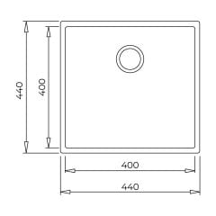 SQUARE 40.40 TG BLACK Tezgahaltı Granit Eviye Siyah 40 cm 115230025