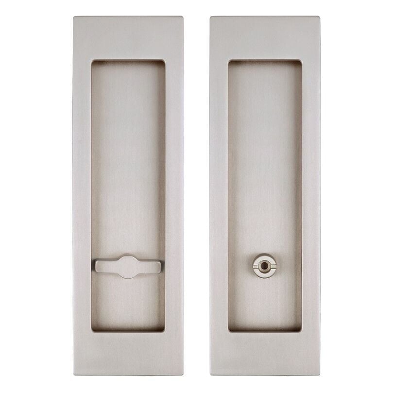 Kayar Kapı Kilit Rozet Seti Dikdörtgen WC Inox Parlak